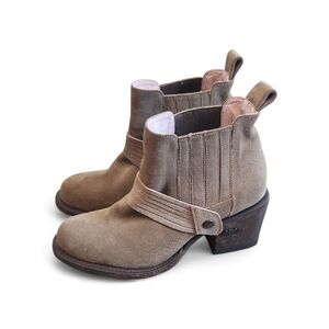 Miss Macie Women's 8 It's A Wrap Brown Suede Western Aesthetic Stacked Heel Boot